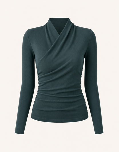 Wickel-Longsleeve mit Drapee-Ausschnitt