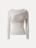 Drapiertes Longsleeve aus Tencel-Wollmix